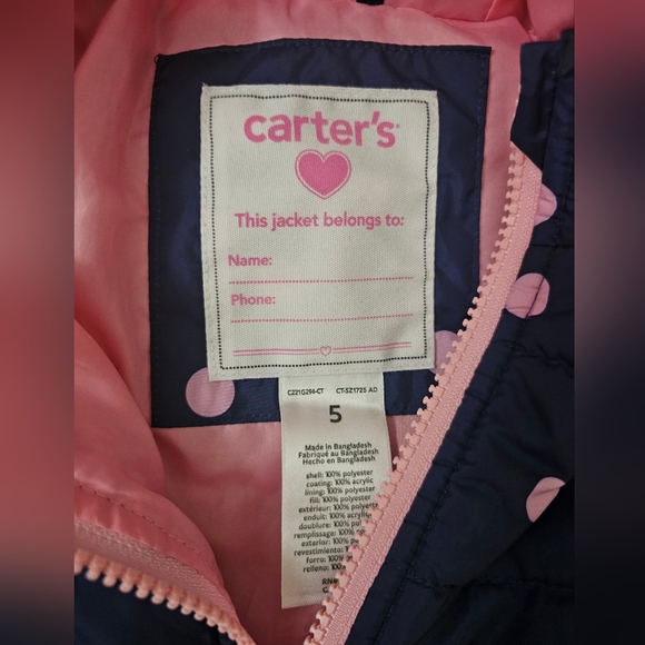 Carter's Fall / Wimter Jacket Size 5 - Picture 4 of 7